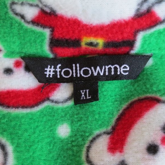 New #followme Green White & Red Santa Print Cozy Fleece Lounge Pajama Set XL - Picture 9 of 10